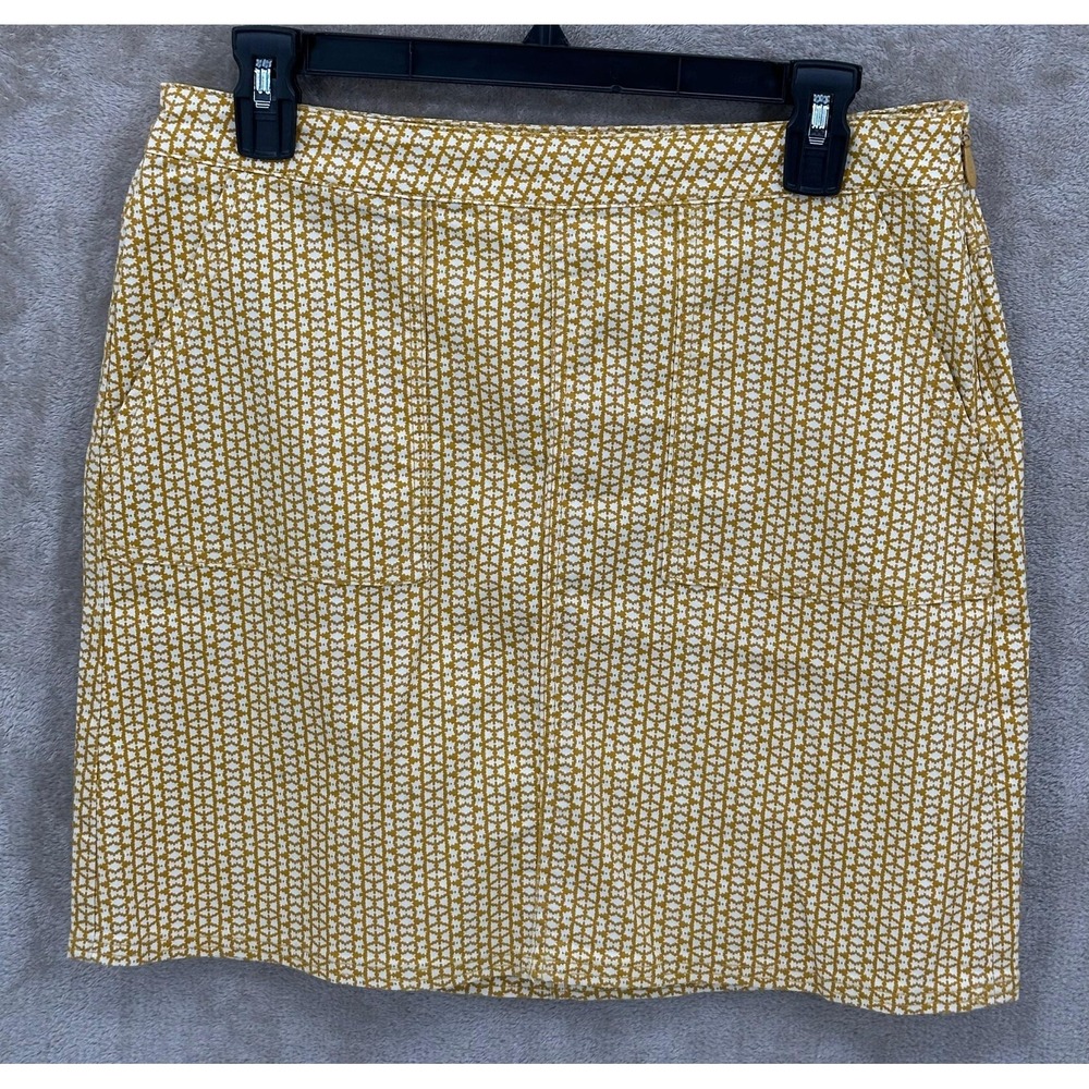prAna Skirt Womens 6 Marigold Kara Mini Organic Cotton Stretch Geo Print Pockets